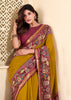 Misted Yellow kalamkari Printed Cotton Silk Saree