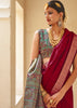 “Exclusive Offer” :Crimson Red Woven Banarasi Tussar Silk Saree