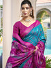 Teal Blue Woven Patola Silk Saree