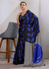 Blue Printed Satin Silk Saree