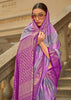 Sparkling Purple Printed Satin Silk Saree