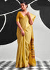 Dusky Yellow Woven Linen Cotton Silk Saree