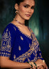 True Blue Embroidered Designer Saree
