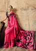 Hot Pink Printed Satin Silk Saree