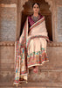 Light Beige Printed Silk Saree