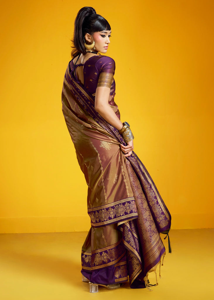 Coffee Brown Woven Banarasi Silk Saree