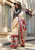 Off White Printed Satin Silk Saree