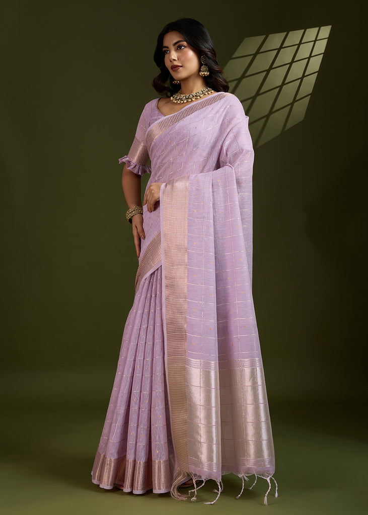 Sweet Lilac Woven Soft Silk Saree