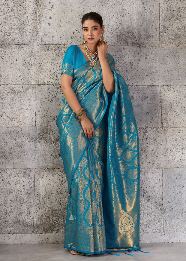 Blue Woven Kanjivaram Silk Saree