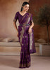 Dark Purple Woven Banarasi Silk Saree