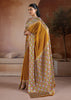 Mustard Yellow Printed Satin Silk Saree