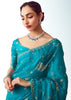 Horizon Blue Embroidered Designer Tissue Saree