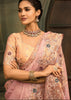 Baby Pink Designer Embroidered Silk Saree