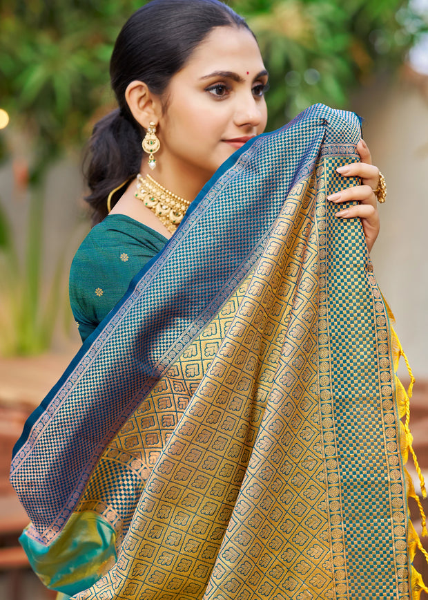 Green Dual Tone Woven Banarasi Silk Saree