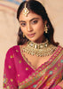 Carmine Pink Designer Embroidered Saree