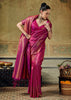 Magenta Pink Woven Banarasi Silk Saree