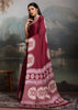 Beet Red Printed Satin Silk Saree