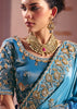 Sky Blue Embroidered Tissue Designer Saree
