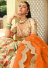 Off White & Orange Embroidered Stitched Designer Lehenga