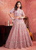 Blushing Pink Net Embroidered Bridal Lehenga