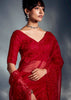 Poppy Red Designer Silk Saree