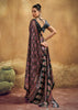 Black Printed Satin Silk Saree