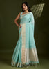 Sea Green Woven Soft Silk Saree