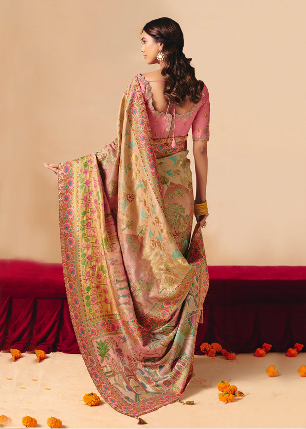 Blush Pink Designer Embroidered Saree