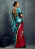 Sky Blue Printed Satin Silk Saree