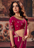Magenta Pink Designer Satin Silk Saree With Embroidered Blouse