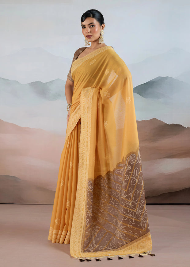 Vanilla Yellow Woven Cotton Saree