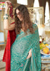 Ceramic Blue Printed Georgette Silk Saree