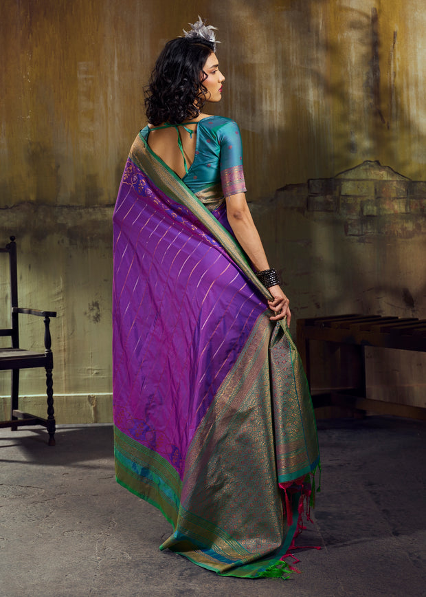 Royal Purple Woven Banarasi Silk Saree