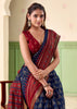 Medieval Blue Patola Printed Cotton Silk Saree