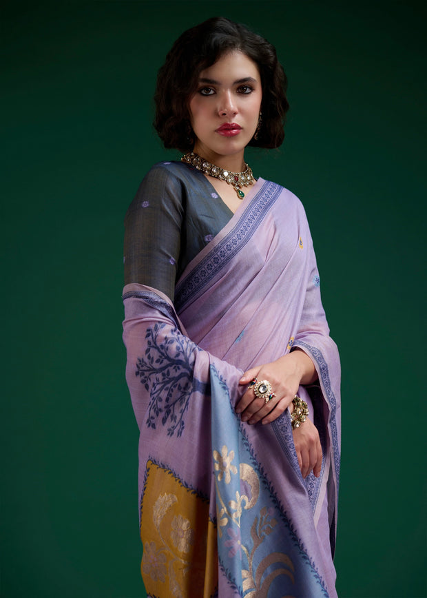 Lavender Woven Cotton Jamdani Saree