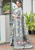 White & Rama Blue Woven Banarasi Patola Silk Saree