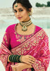 Queen Pink Woven Georgette Bandhej Designer Saree