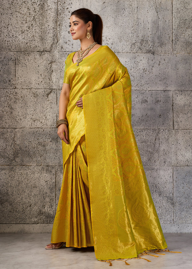 Yellow Woven Kanjivaram Silk Saree
