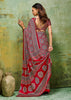 Red Printed Satin Silk Saree
