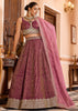 Dry Pink Rose Tissue Silk Embroidered Lehenga