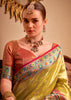 Golden Yellow Woven Banarasi Tissue Silk Saree