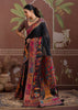 Pirate Black Woven Cotton Kashmiri Jamewar Saree