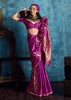 Magenta Purple Woven Banarasi Satin Silk Saree