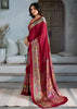 Maroon Printed Satin Silk Saree