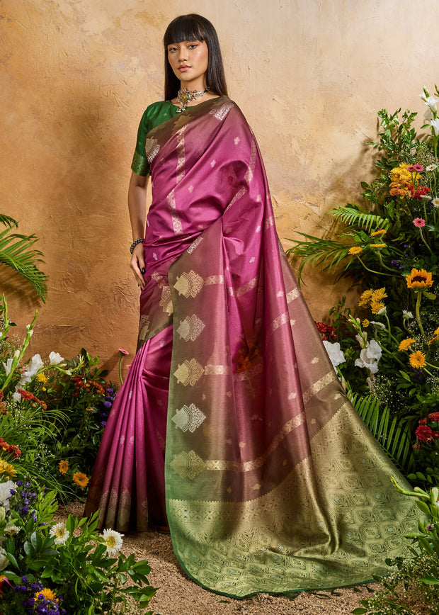 Dahlia Purple Woven Banarasi Silk Saree