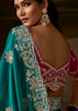 Teal Green Embroidered Designer Organza Saree