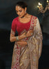 Golden Beige Embroidered Tanchoi Silk Saree