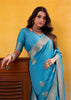 Sky Blue Woven Tusser Silk Saree