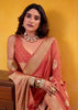 Orange Peach Woven Tusser Silk Saree