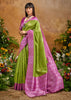 Grass Green Woven Cotton Silk Saree